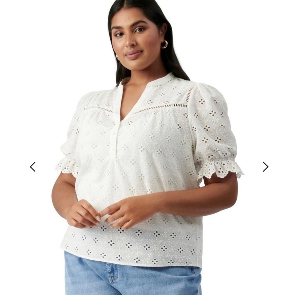 🎁Forever New|Callie Curve Broderie Blouse - AU 16, Soft Sustainable cotton,NWOT